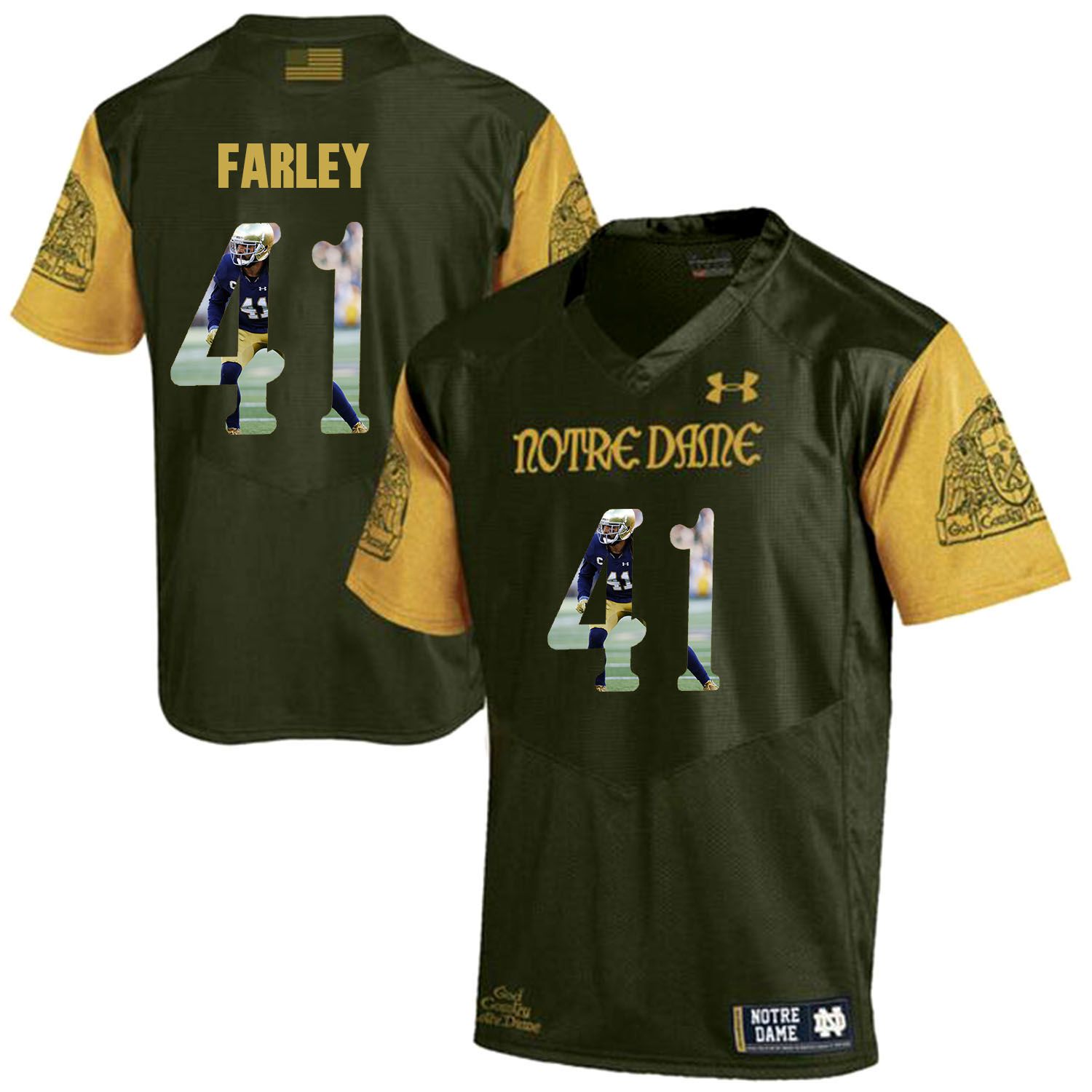 Men Norte Dame Fighting Irish #41 Farley Green Fashion Edition Customized NCAA Jerseys